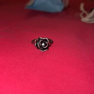 Rhinestone Flower Silver Size 7 Ring petal